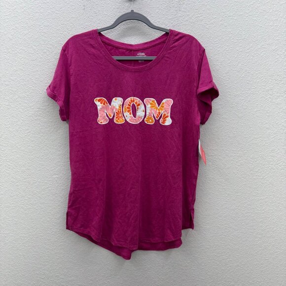 Daisy Mom Pink Mineral Wash Short Sleeve Graphic T Shirt Womens size XL NEW - Picture 1 of 9
